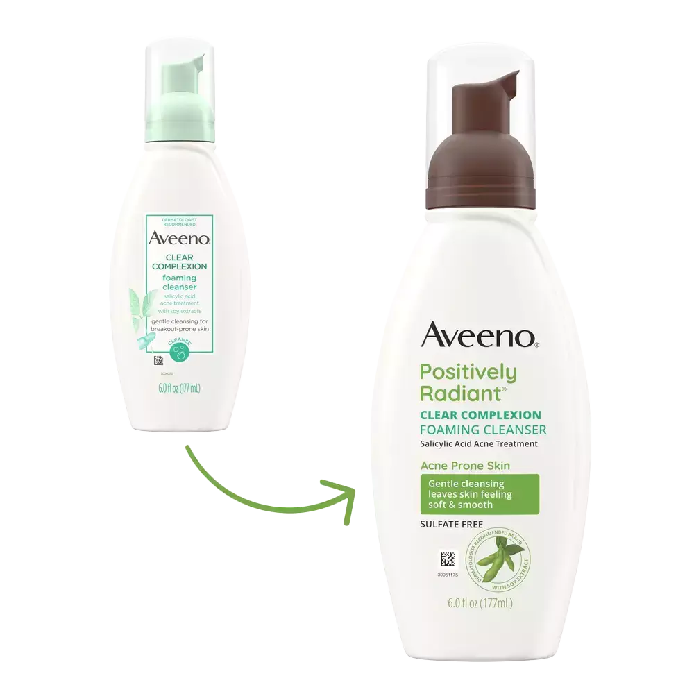 Aveeno Clear Complexion Foaming Facial Cleanser Oil-Free, transición