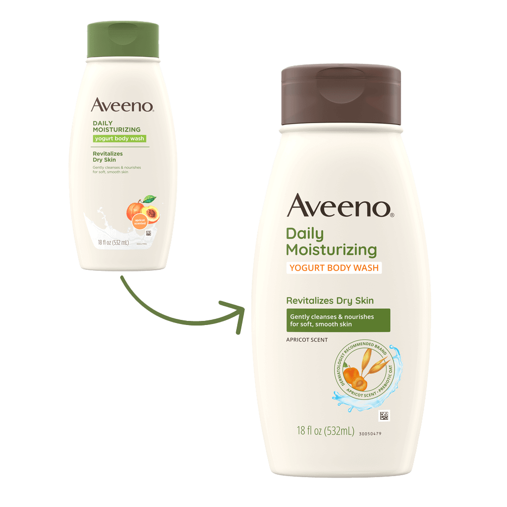 Transición de Aveeno Daily Moisturizing Yogurt Body Wash, Apricot Scent