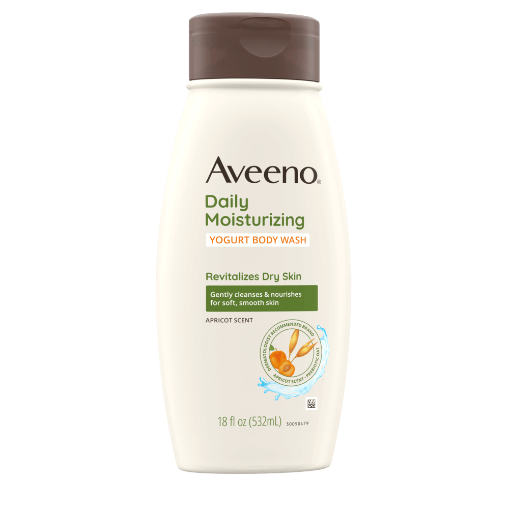 Frente de Aveeno Daily Moisturizing Yogurt Body Wash, Apricot Scent