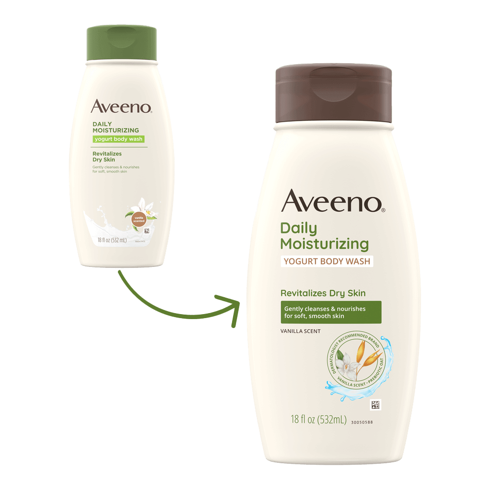 Transición de Aveeno Daily Moisturizing Yogurt Body Wash, Vanilla Scent