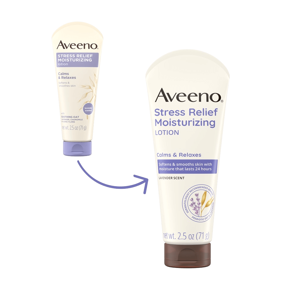 Transición de Aveeno Stress Relief Body Lotion, Lavender Scent