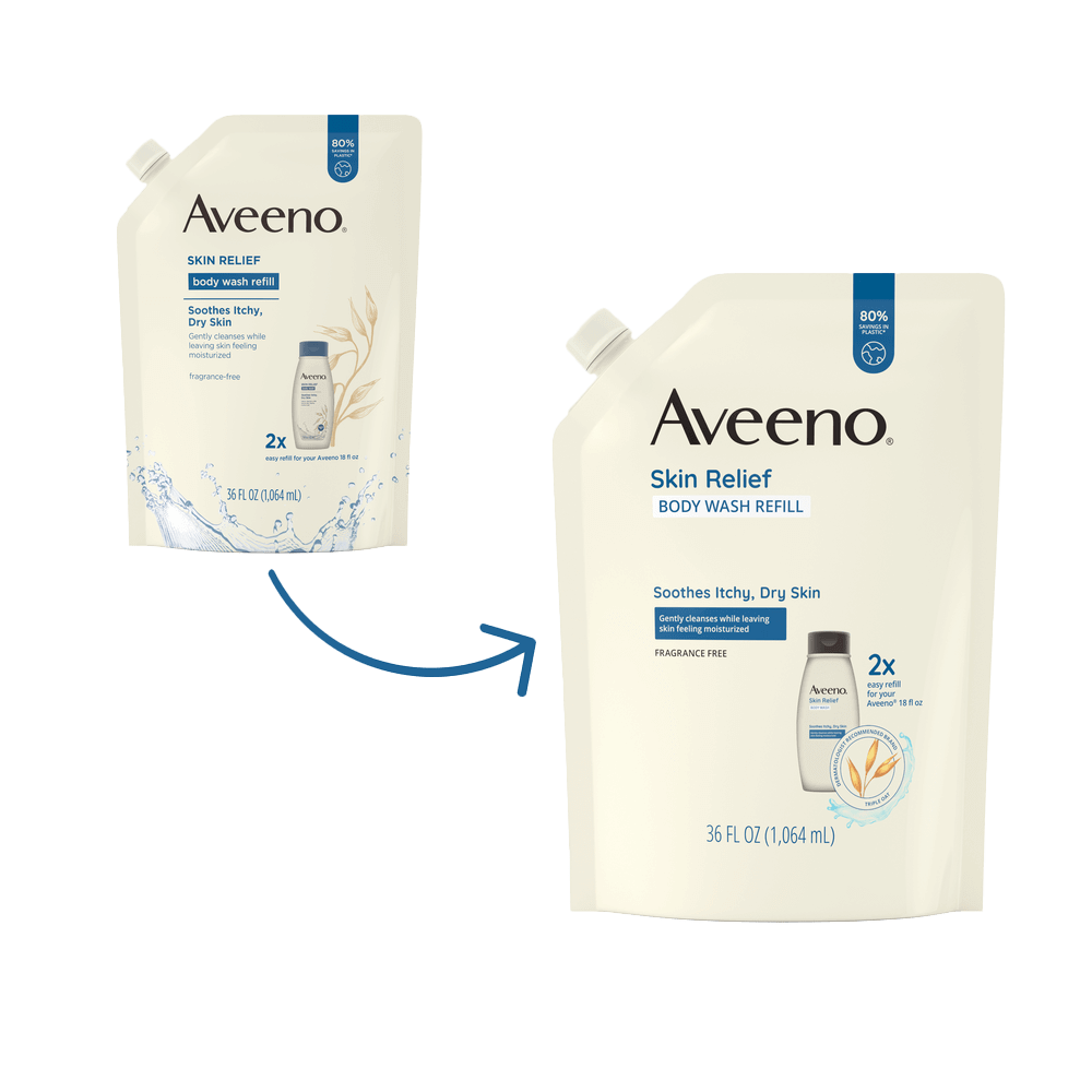 Transición del repuesto de Aveeno Skin Relief Body Wash sin fragancia