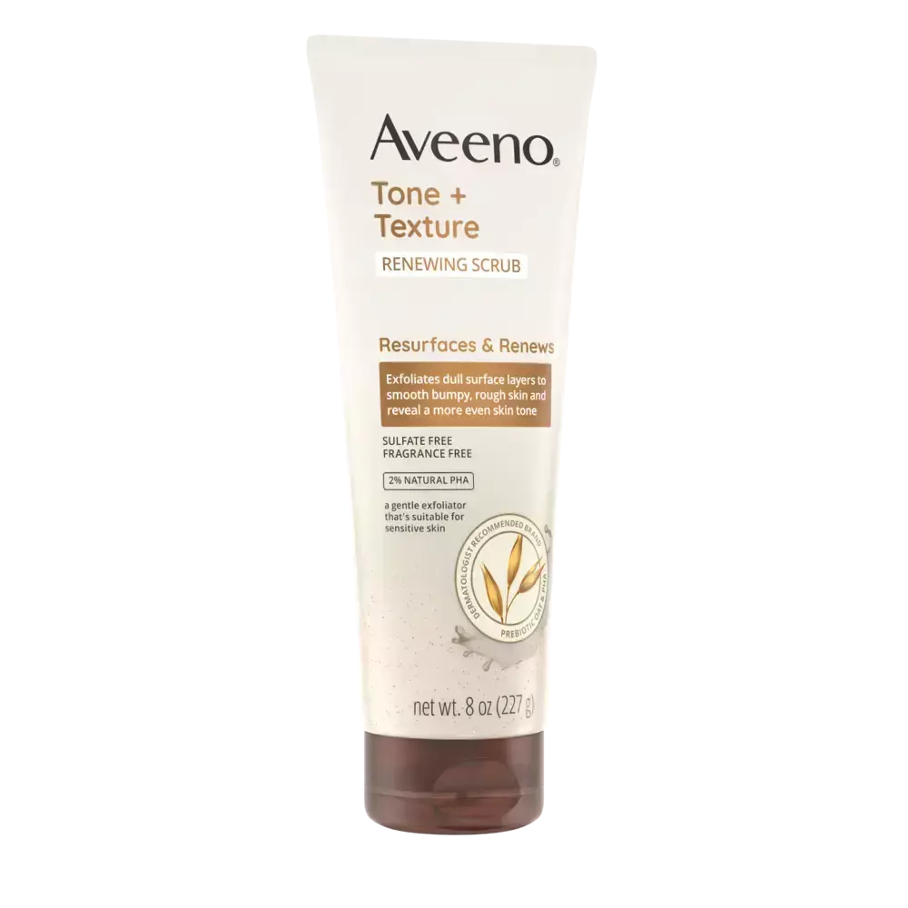 Frente de Aveeno Tone + Texture Renewing Body Scrub, Fragrance-Free