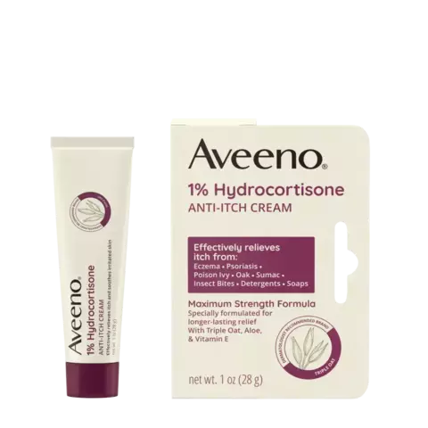 Frente de Aveeno Maximum Strength 1% Hydrocortisone Anti-Itch Cream