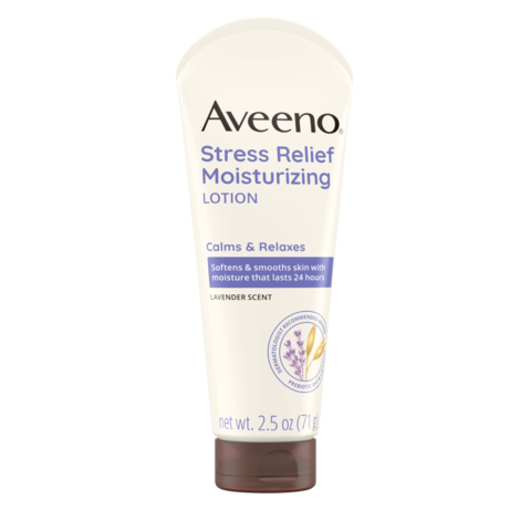 Frente de Aveeno Stress Relief Body Lotion, Lavender Scent